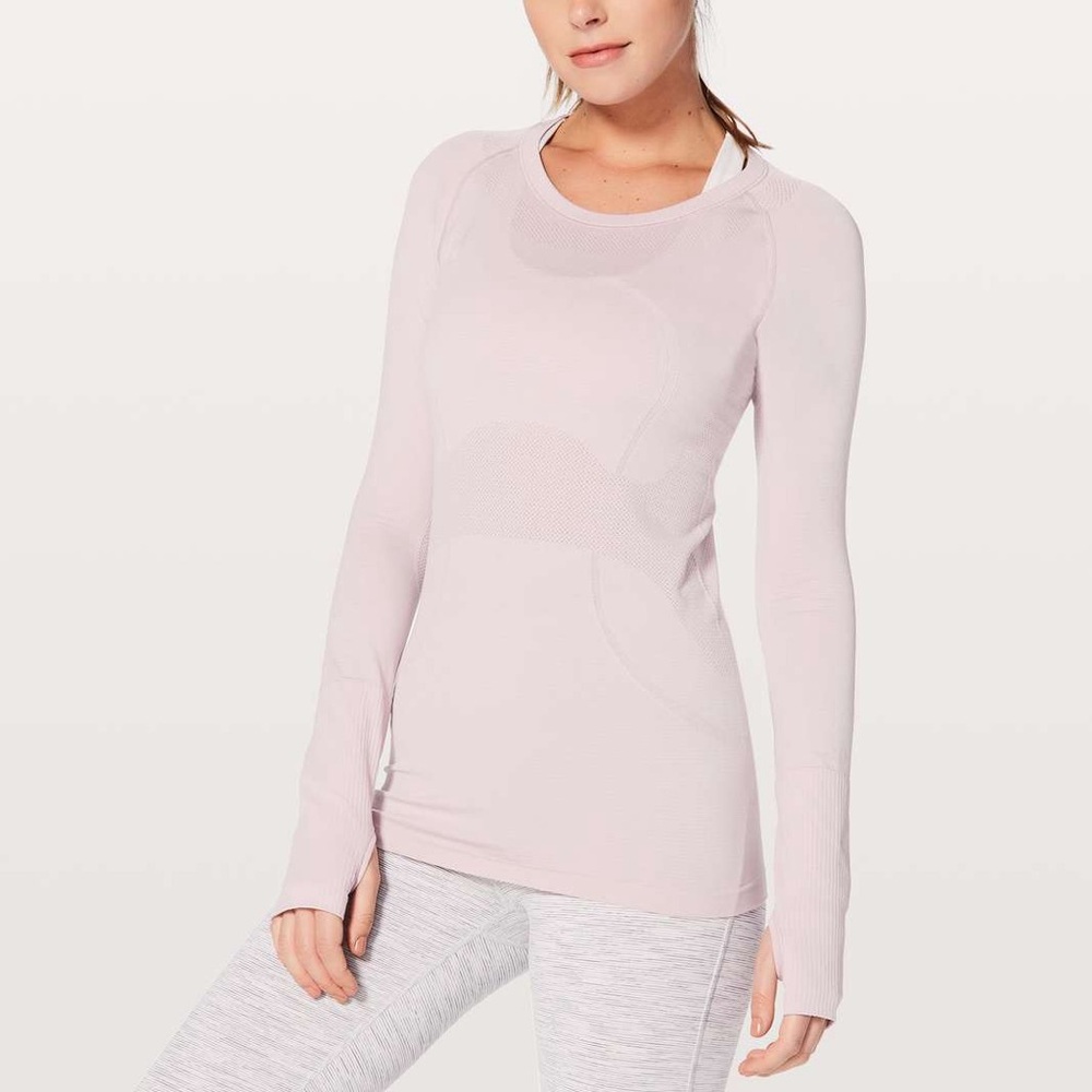 Lululemon Swiftly Tech Long Sleeve Crew Seamless Workout Top Pink Size 4